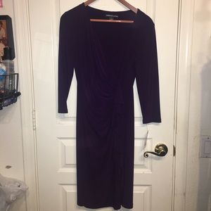 Purple 3/4 sleeve cocktail dress